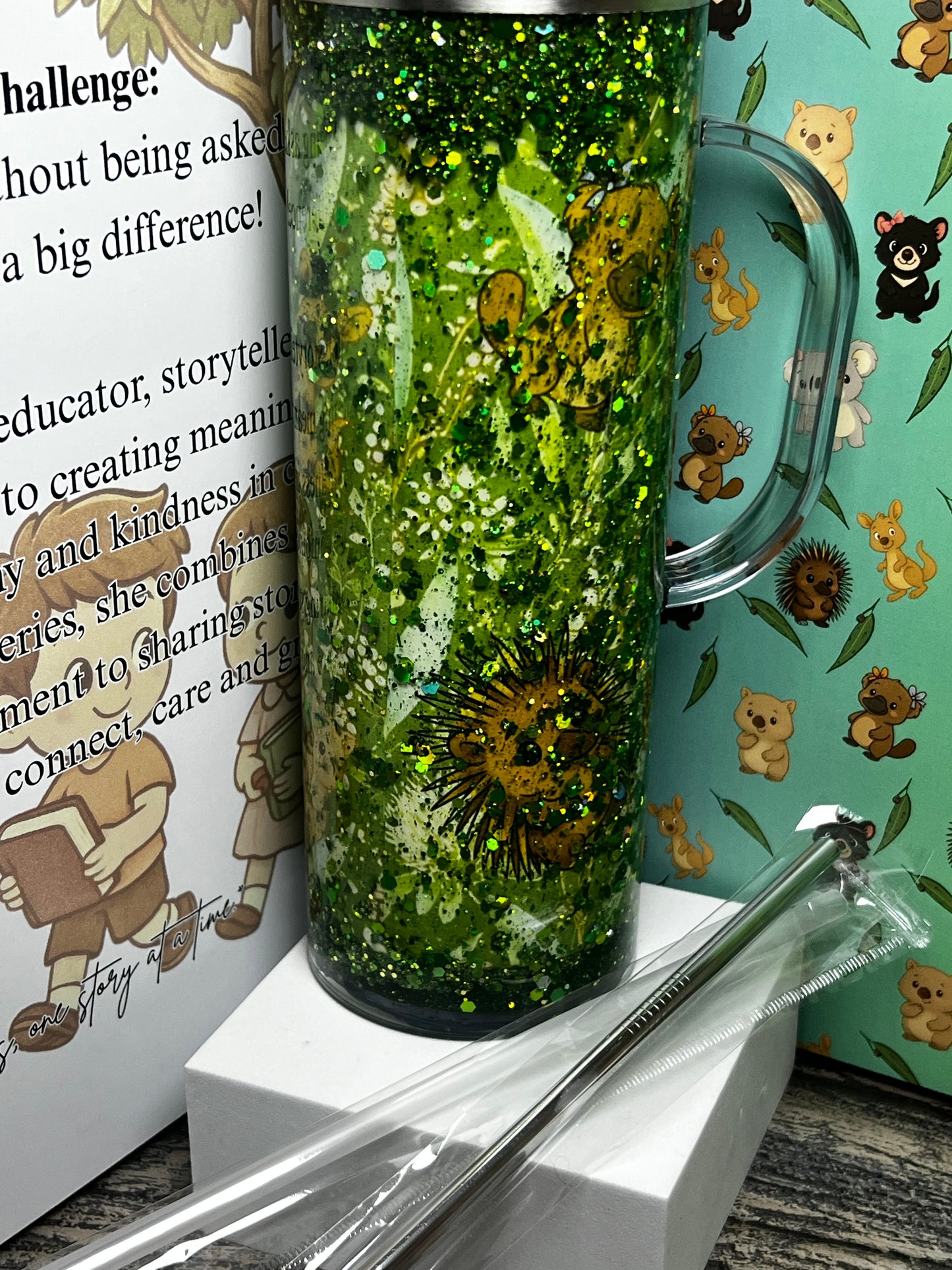 Bush Buddies Storyboard Glitter Tumbler with Handle – 20oz