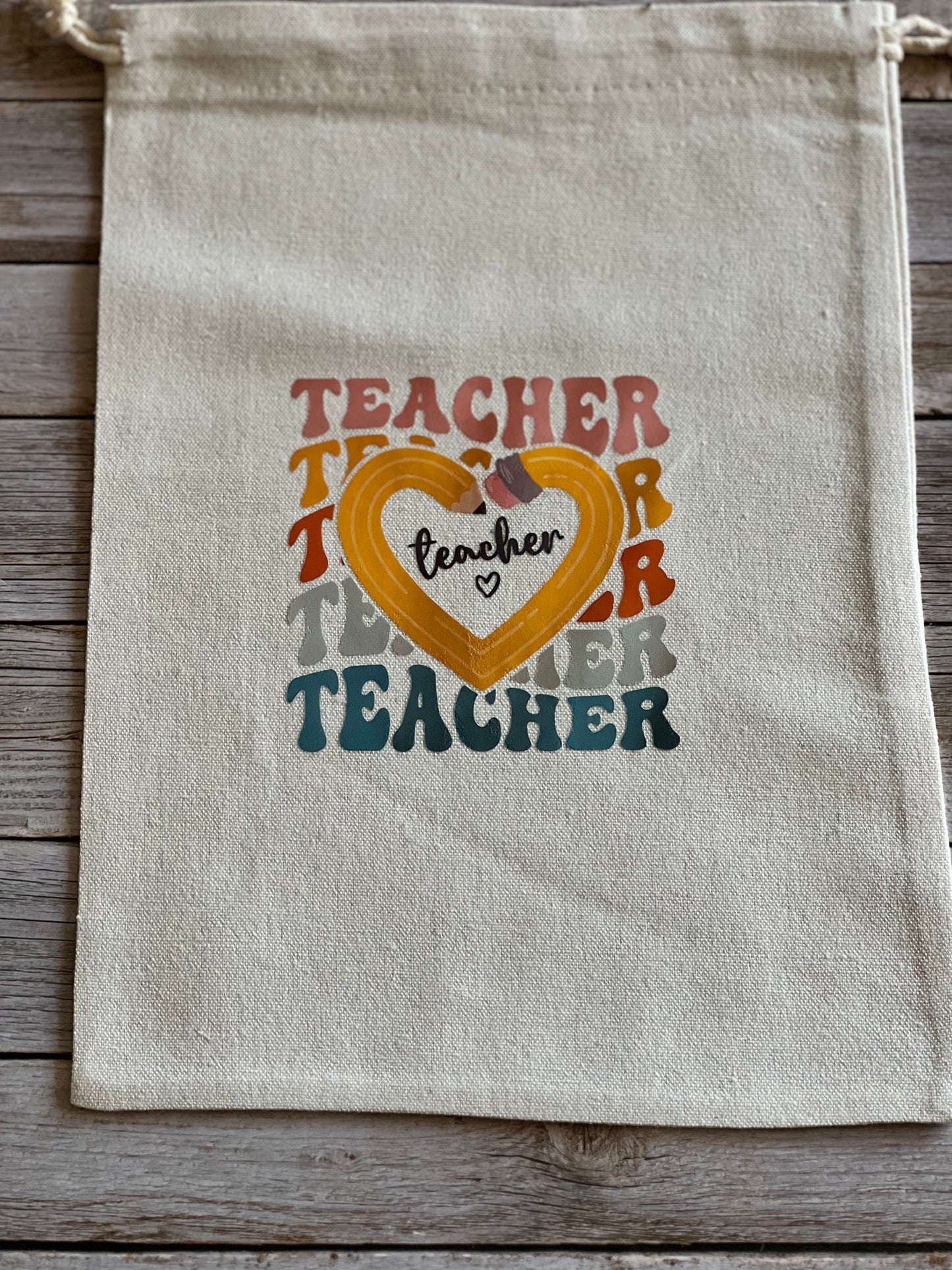 Canvas draw string teacher bag