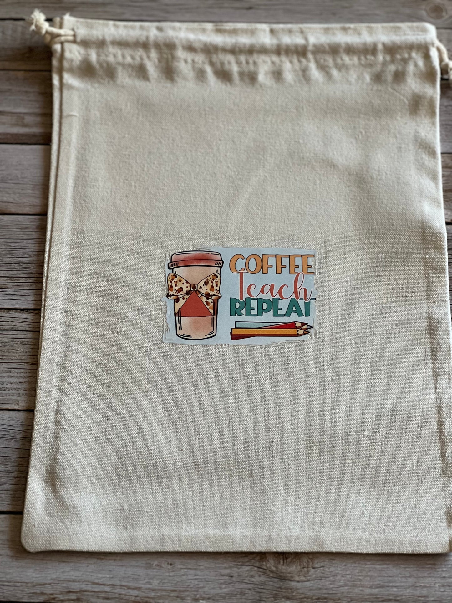 Canvas draw string teacher bag