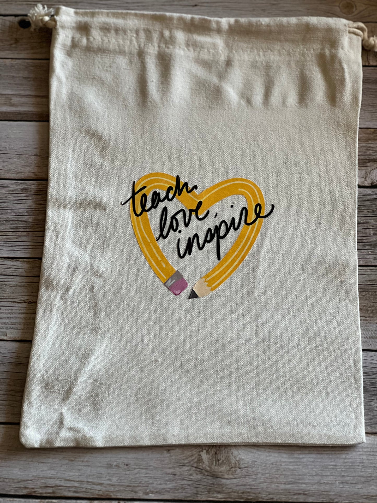 Canvas draw string teacher bag