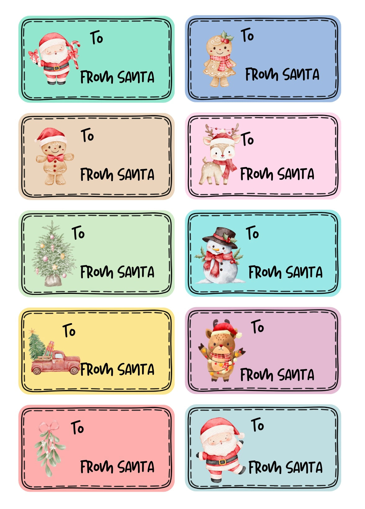 Pastel Christmas labels
