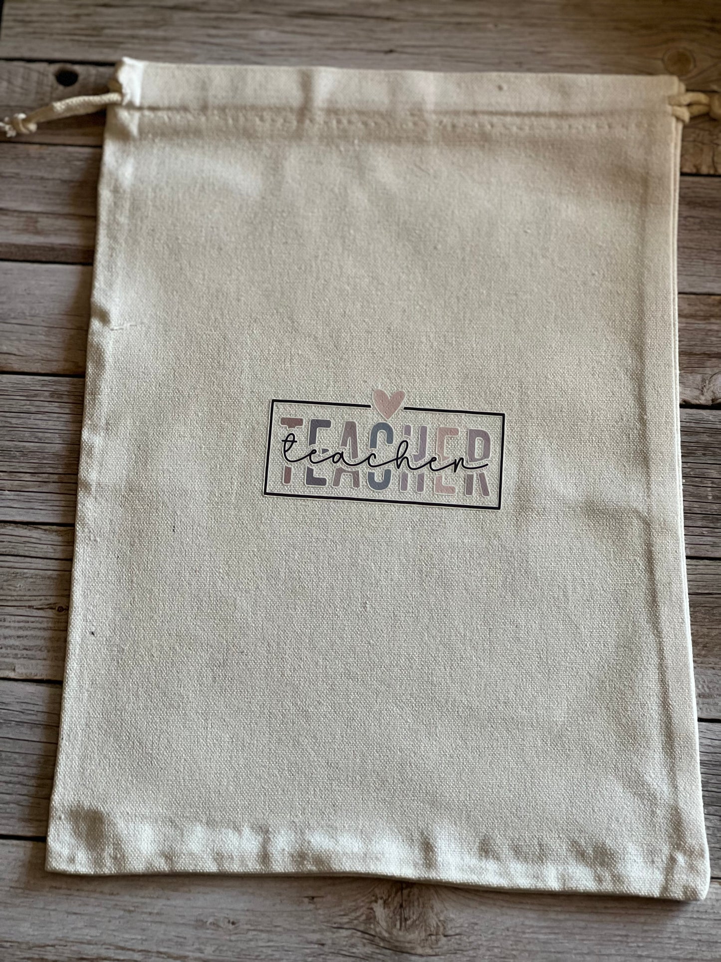 Canvas draw string teacher bag