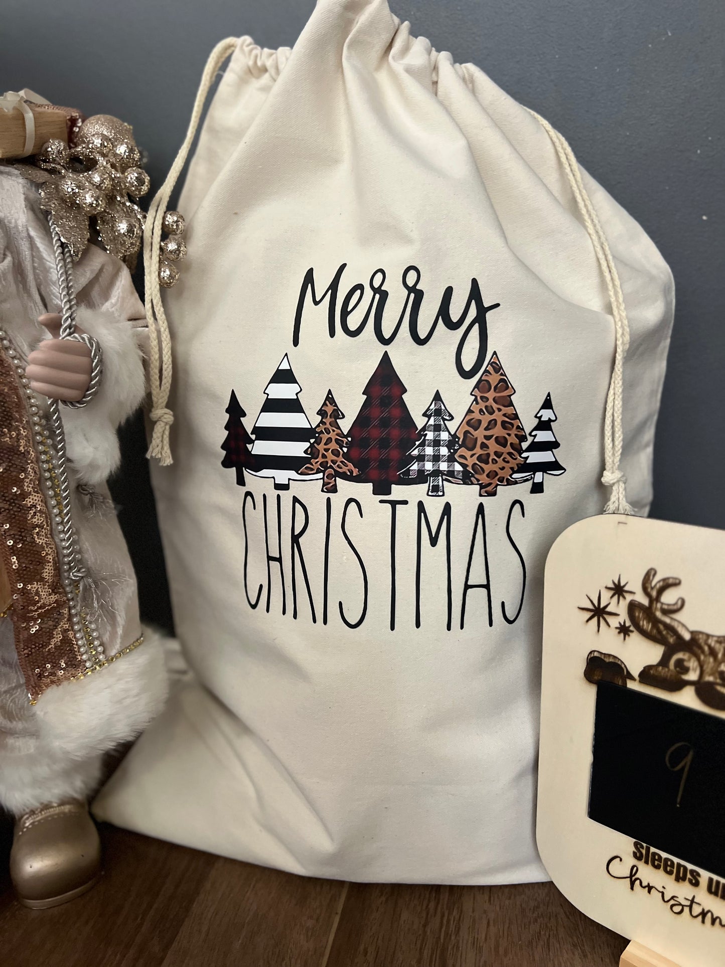 🐾 Neutral Plaid & Leopard Trees – stylish and earthy tones for a cozy Christmas feel