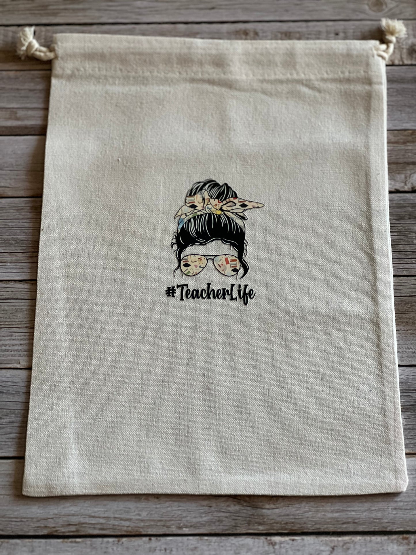 Canvas draw string teacher bag