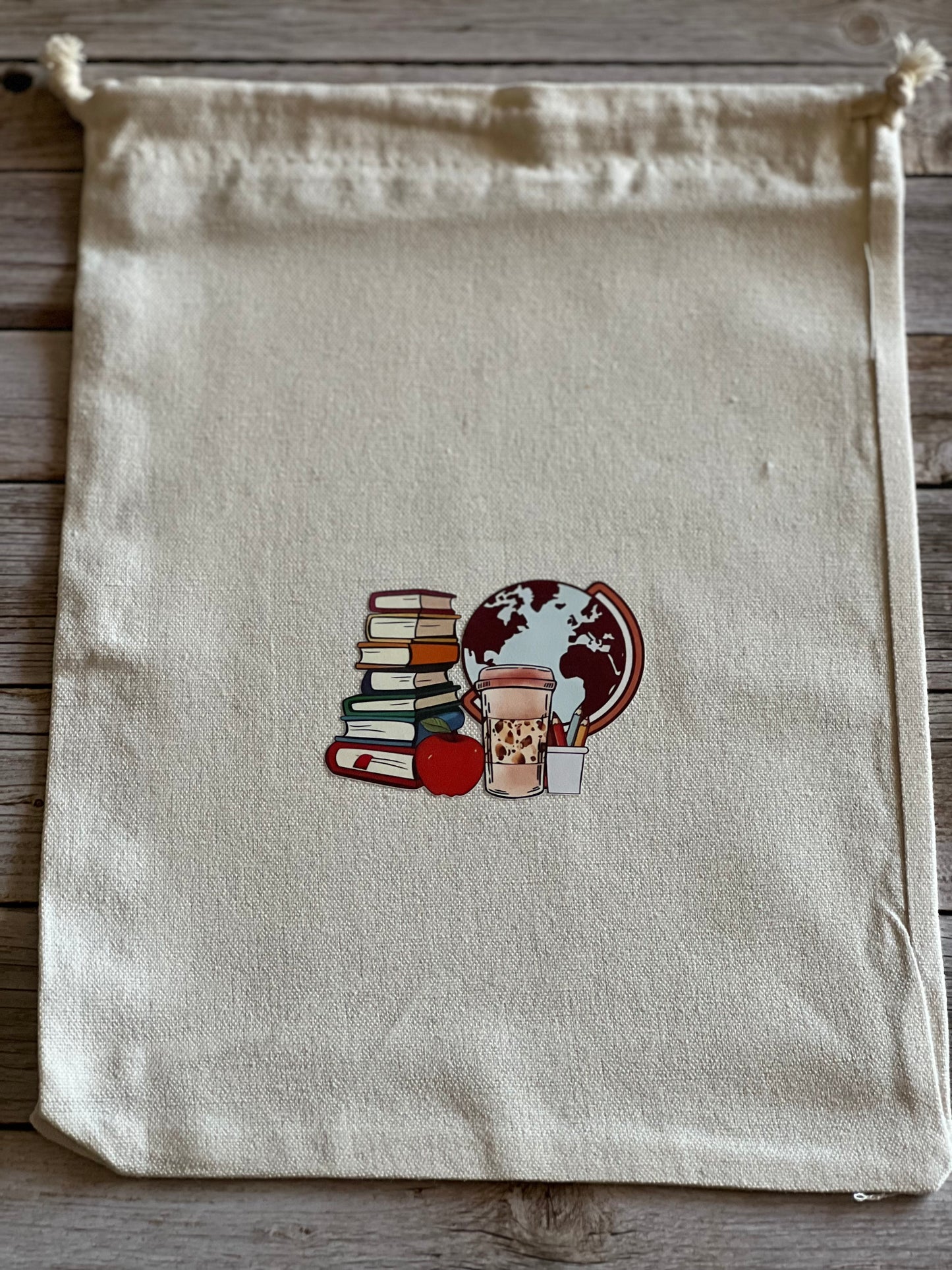 Canvas draw string teacher bag