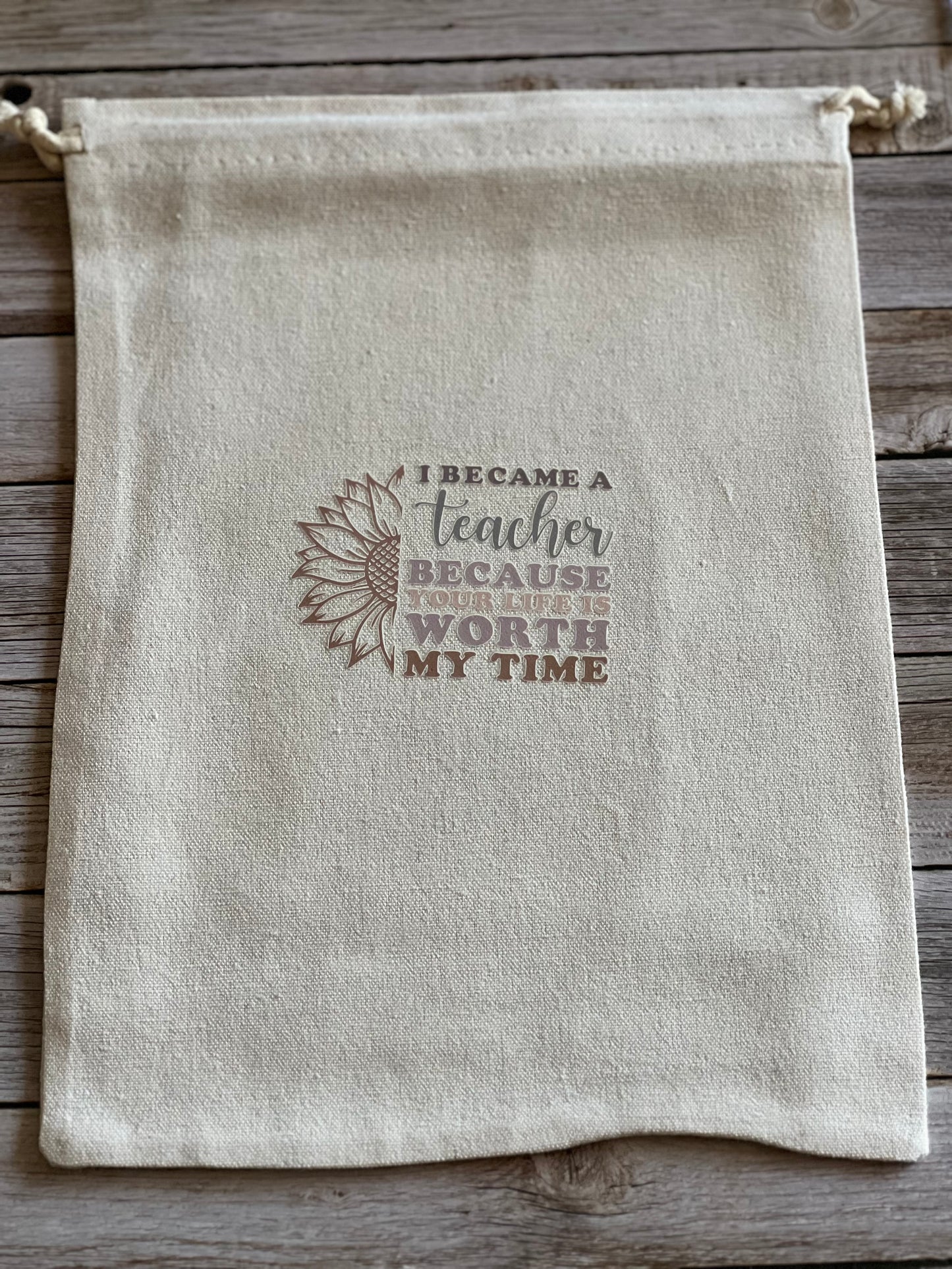 Canvas draw string teacher bag