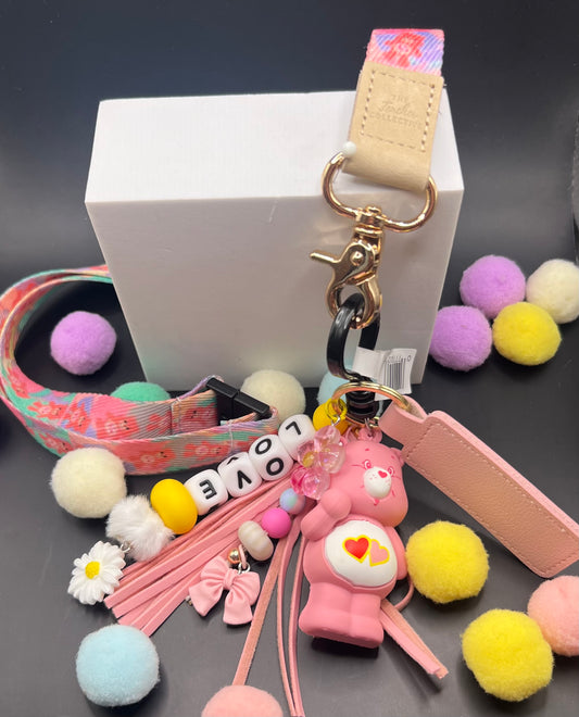 Love - a - lot bear key chain on fabric lanyard