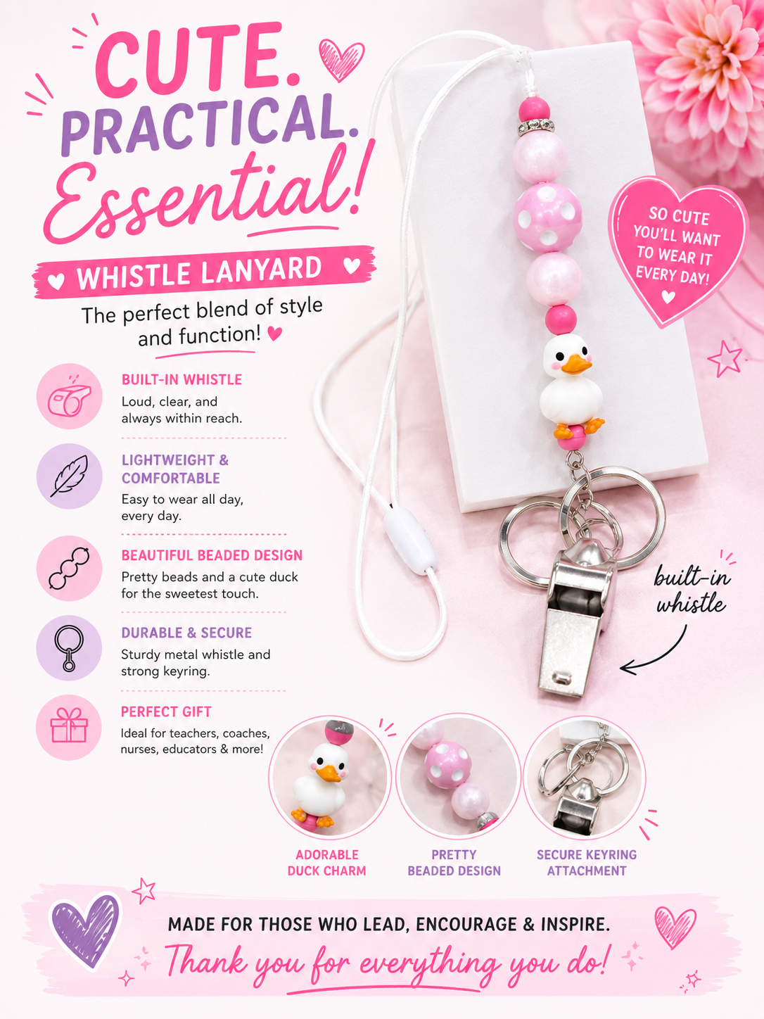 Puddle duck Whistle lanyard