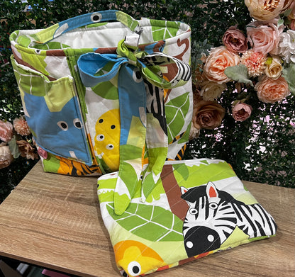 Vintage padded, lined tote bag set