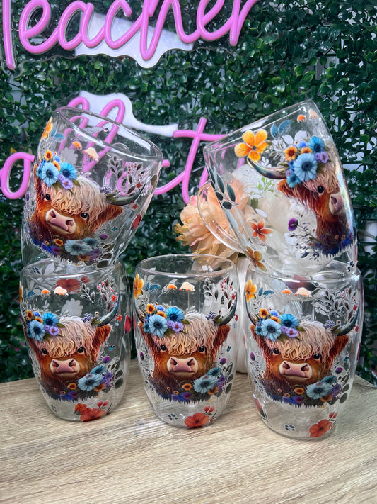 Highland Cow Double wall coffee mug set