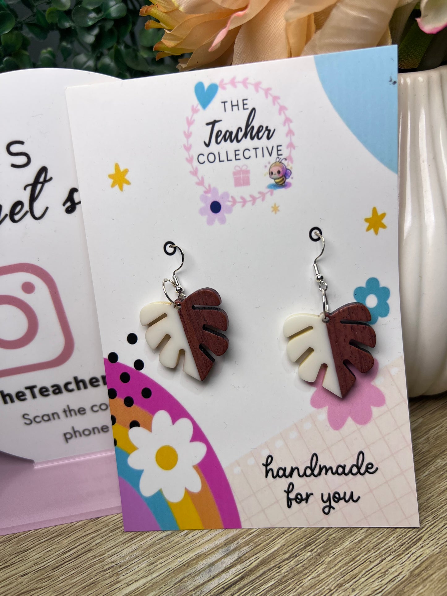 Wood / acrylic earrings