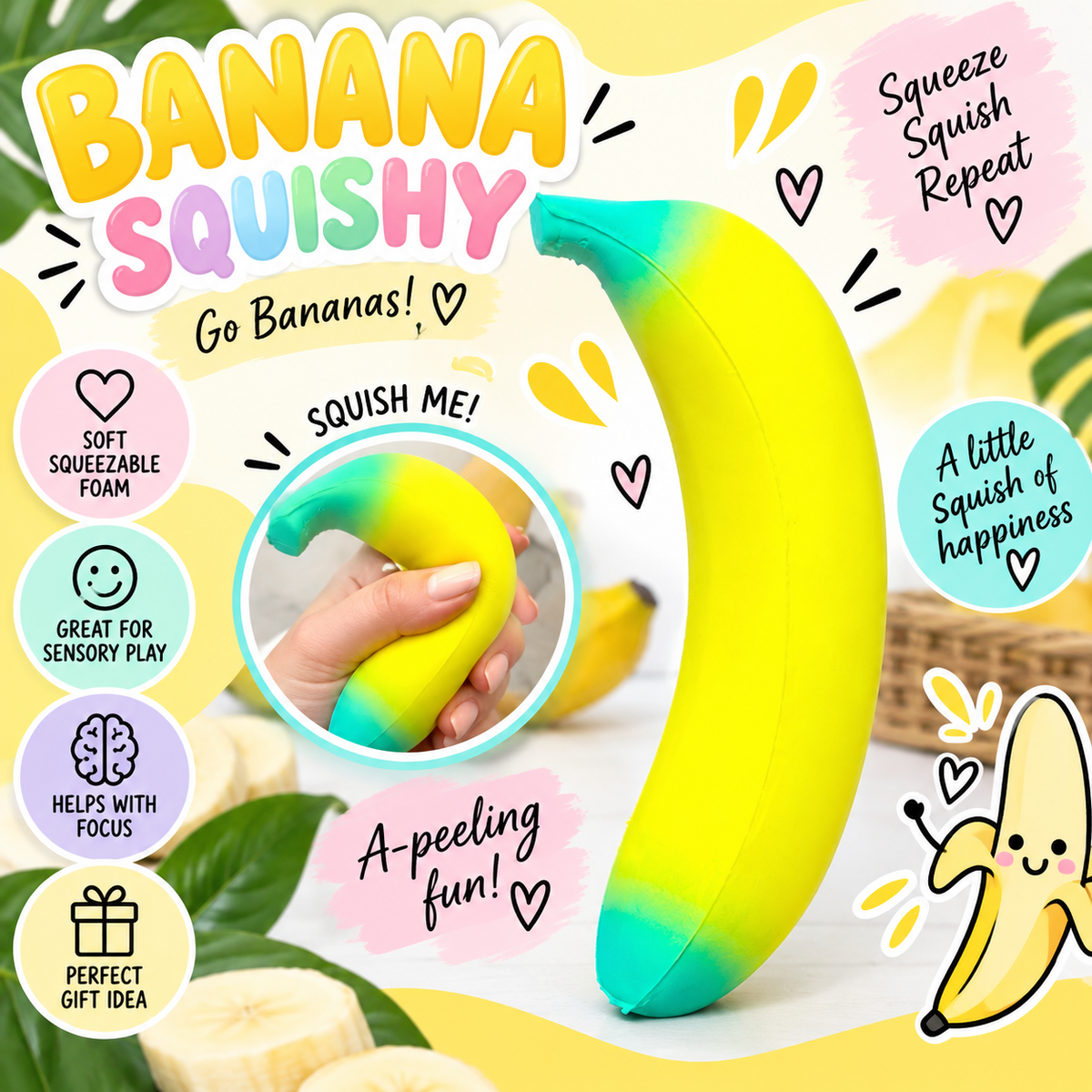 Banana Slow Rising Squishy | Sensory Fidget Toy