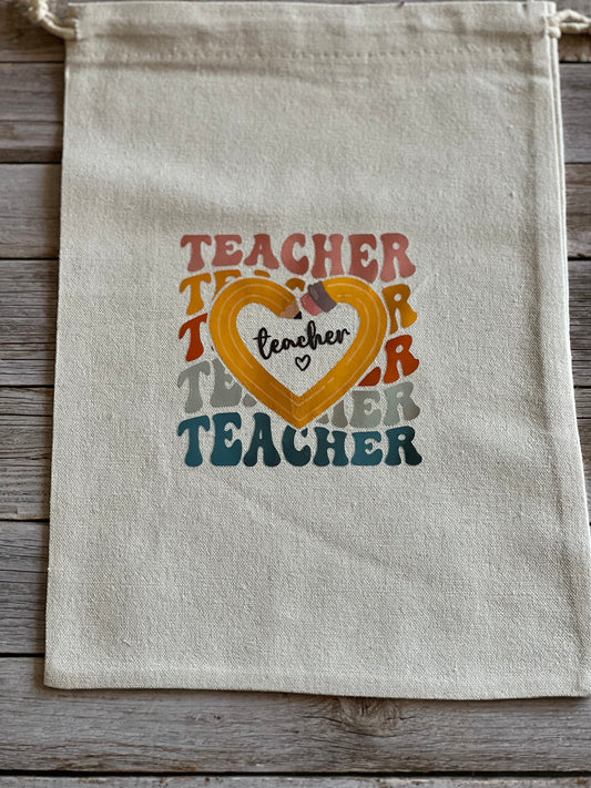 Canvas draw string teacher bag