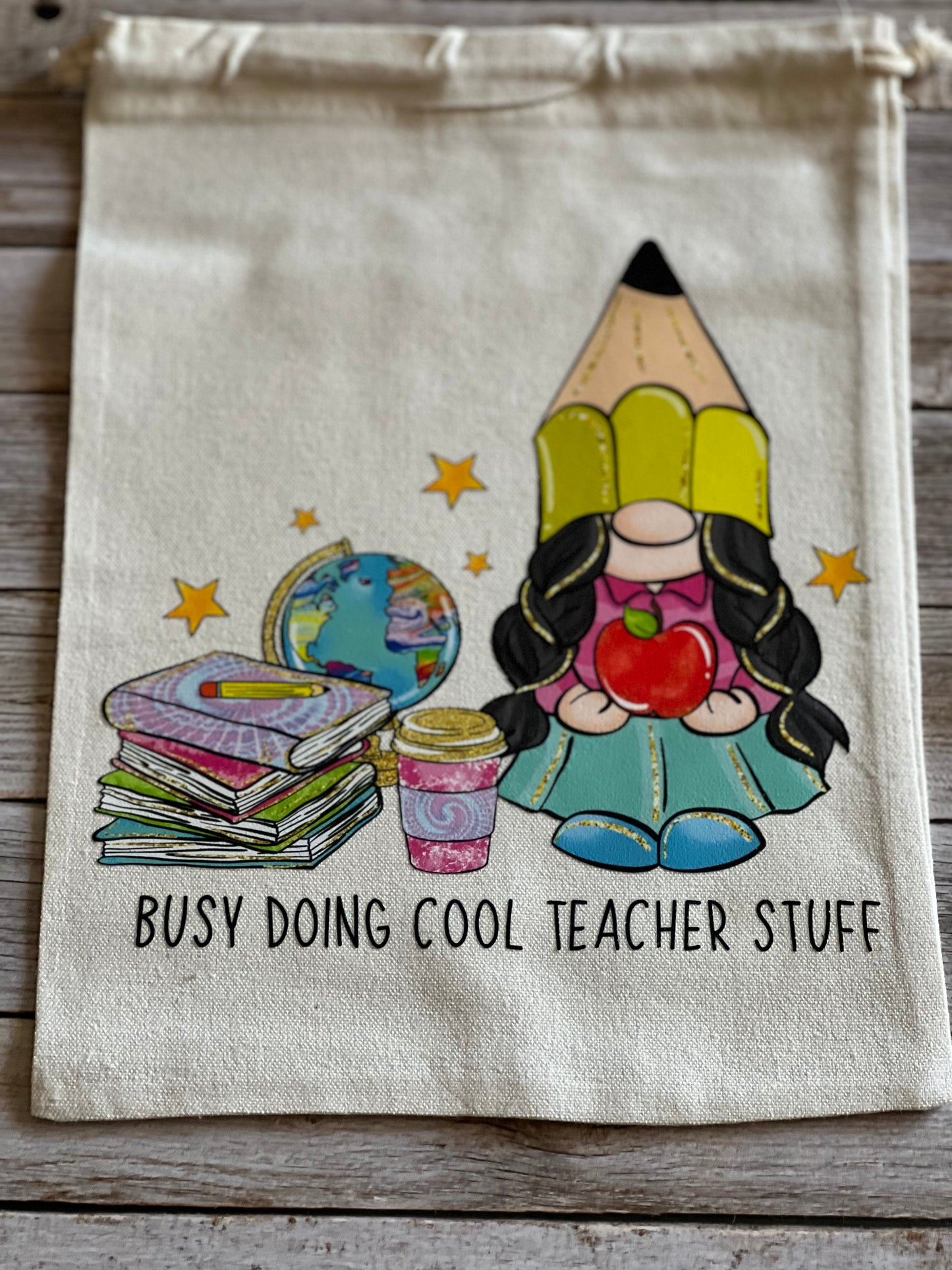 Canvas draw string teacher bag