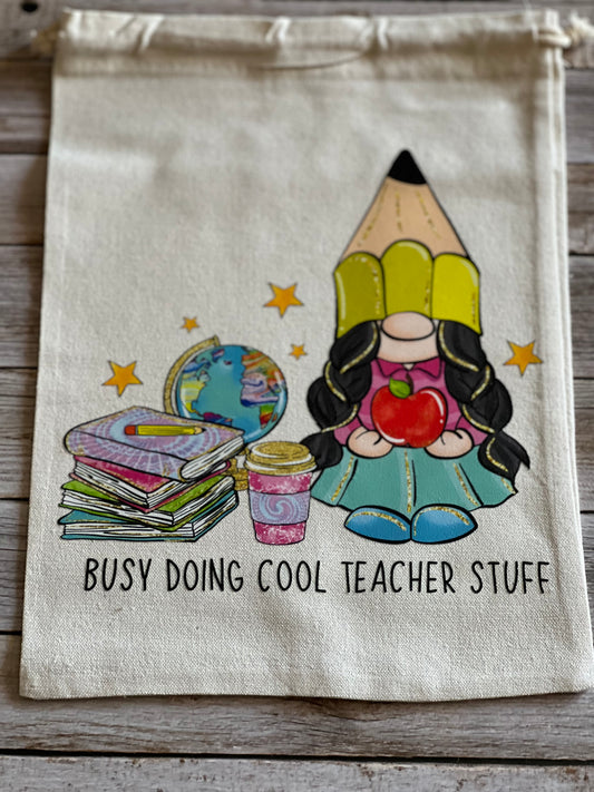 Canvas draw string teacher bag