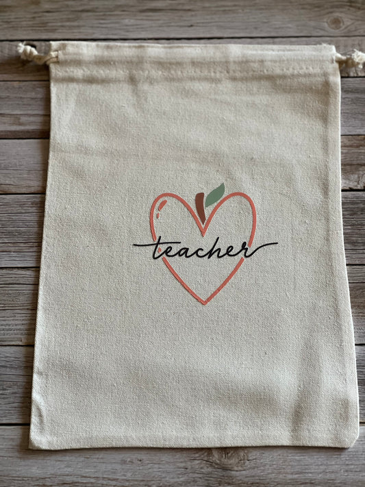 Canvas draw string teacher bag