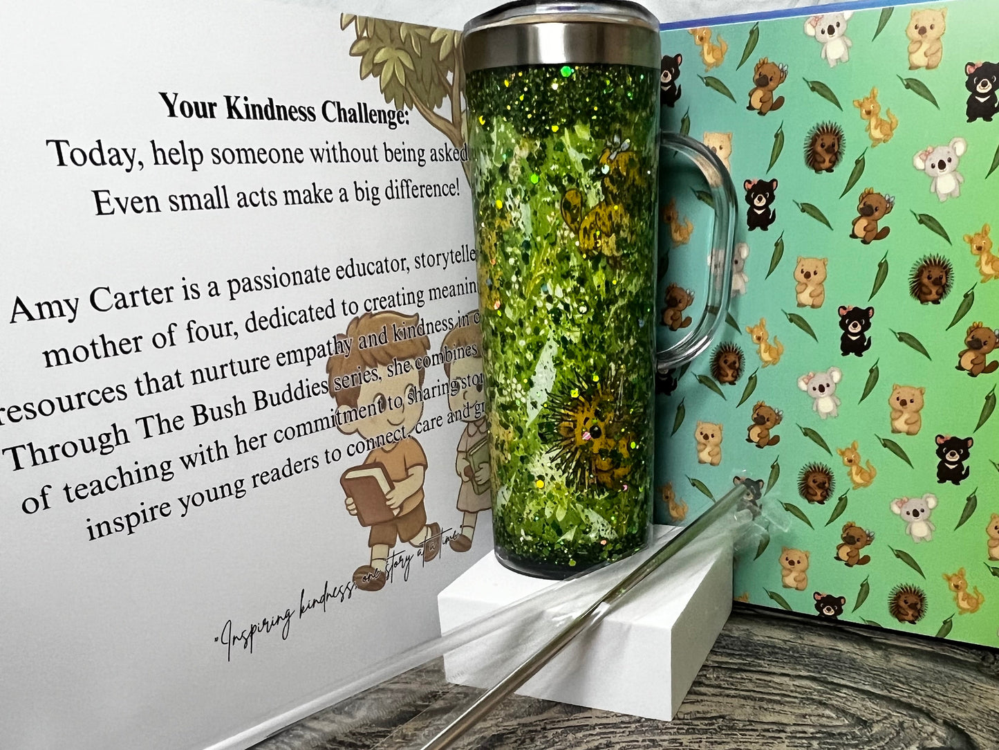 Bush Buddies Storyboard Glitter Tumbler with Handle – 20oz