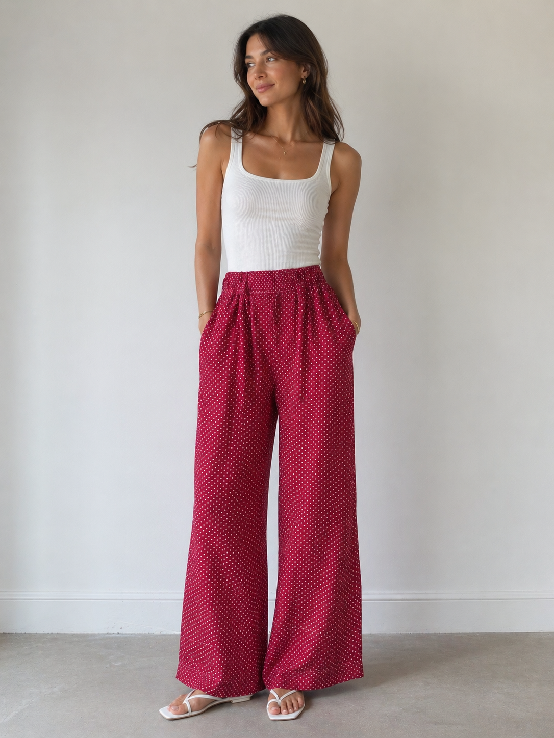 Red polka dot pants - size 10