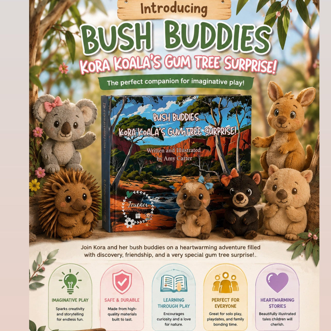 Bush Buddies Kora Koala Acrylic Teacher Earrings / Handmade in Australia