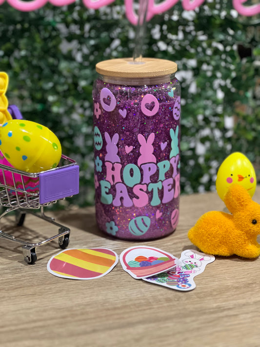 16oz Glass Easter Snow Globe Tumbler