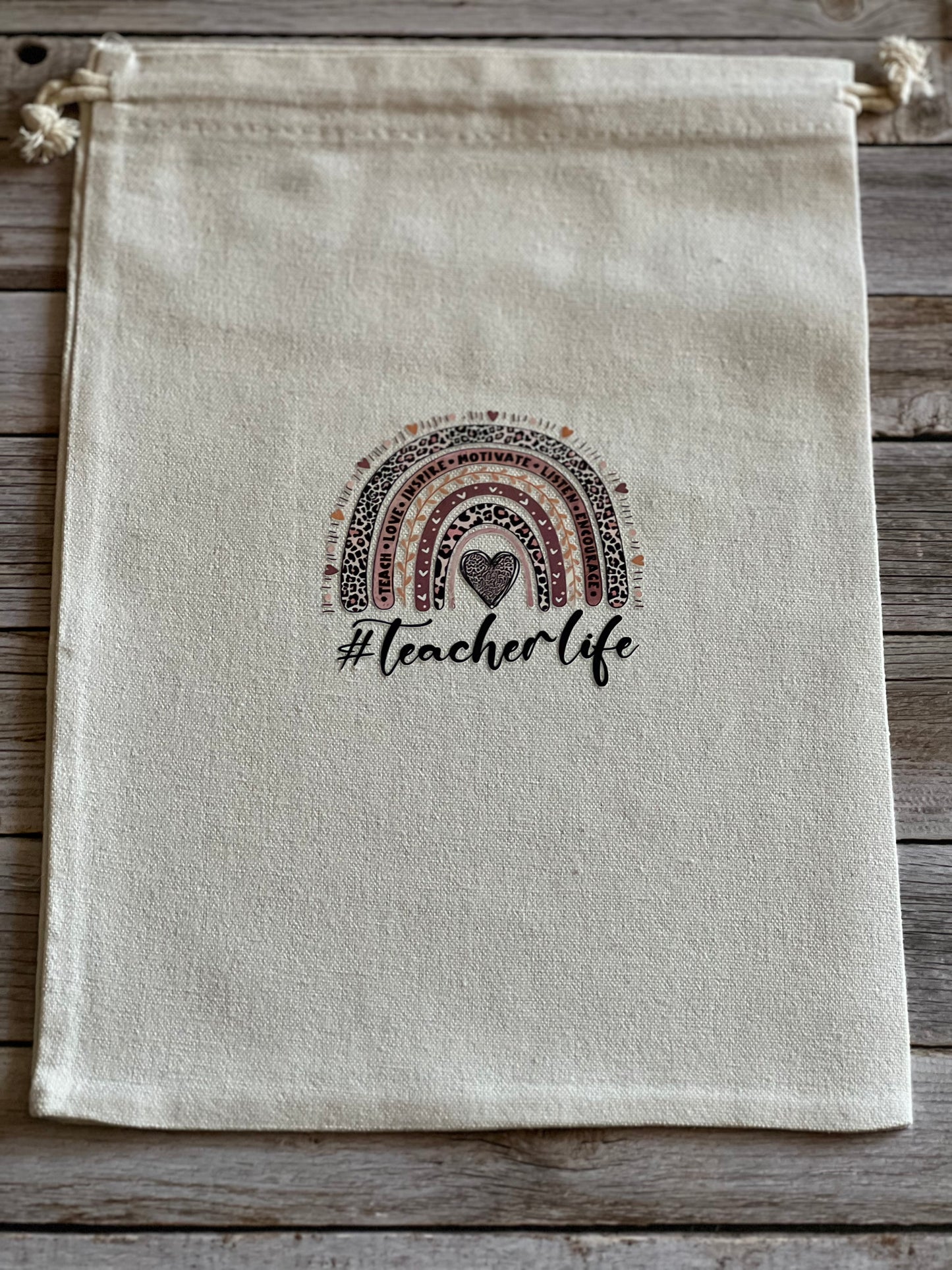 Canvas draw string teacher bag