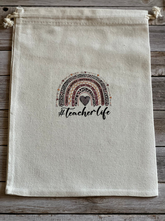 Canvas draw string teacher bag