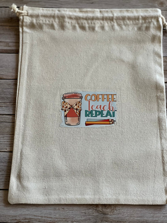 Canvas draw string teacher bag