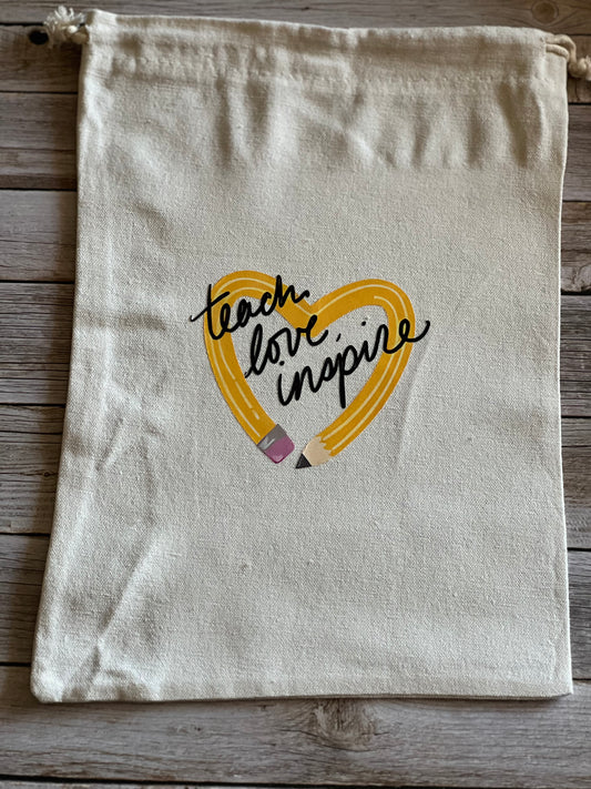 Canvas draw string teacher bag