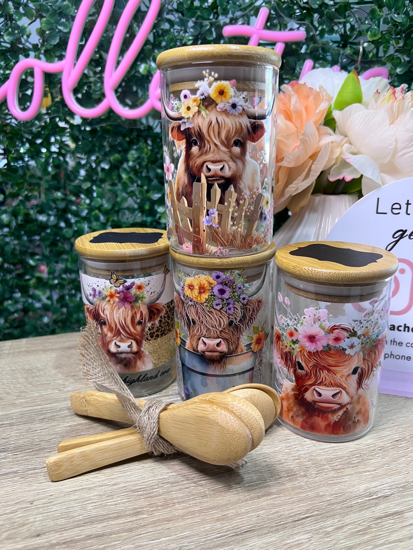 4 piece highland cow canister set