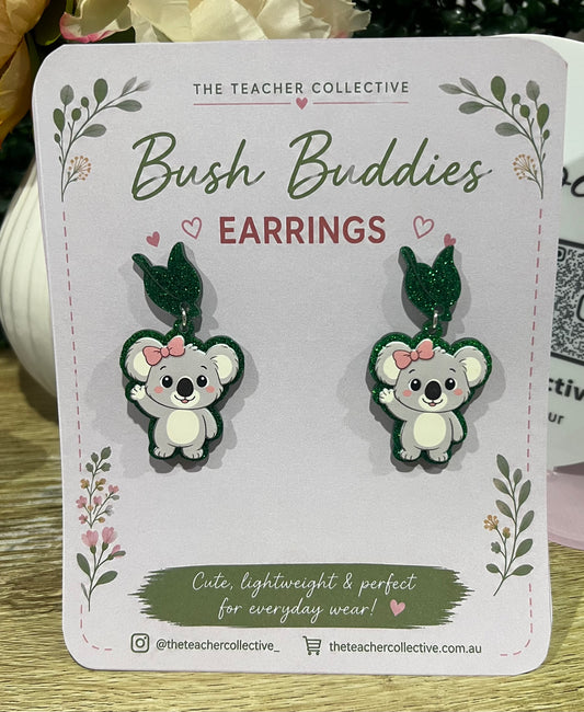 Bush Buddies Koala Acrylic Earrings