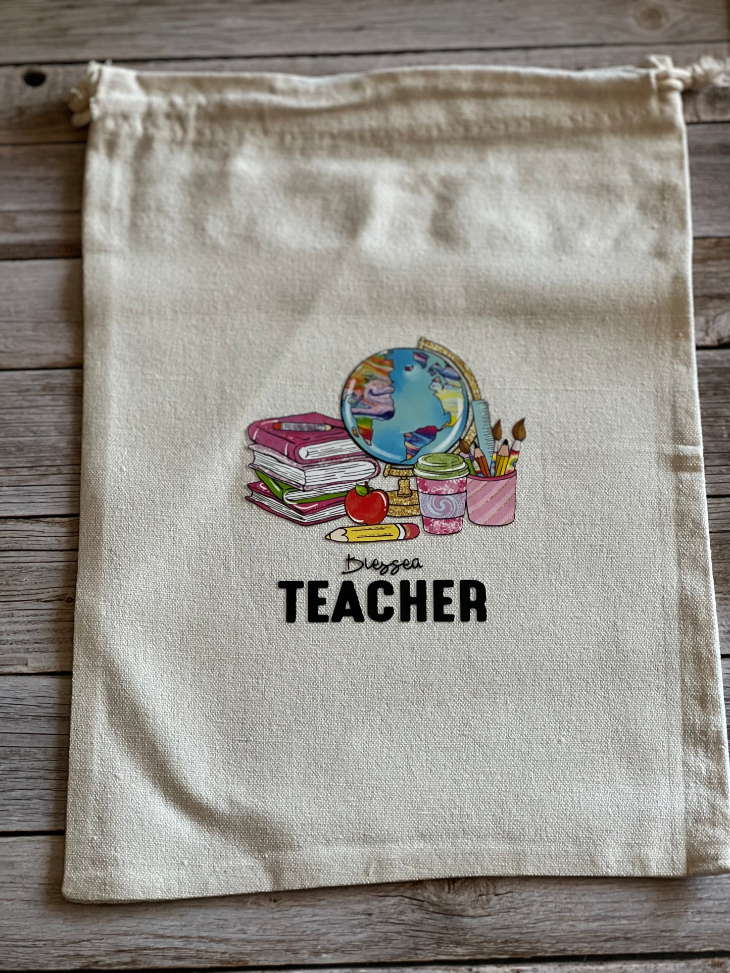 Canvas draw string teacher bag