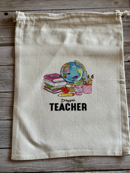 Canvas draw string teacher bag