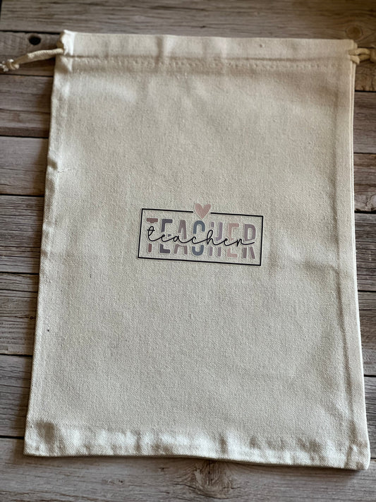 Canvas draw string teacher bag