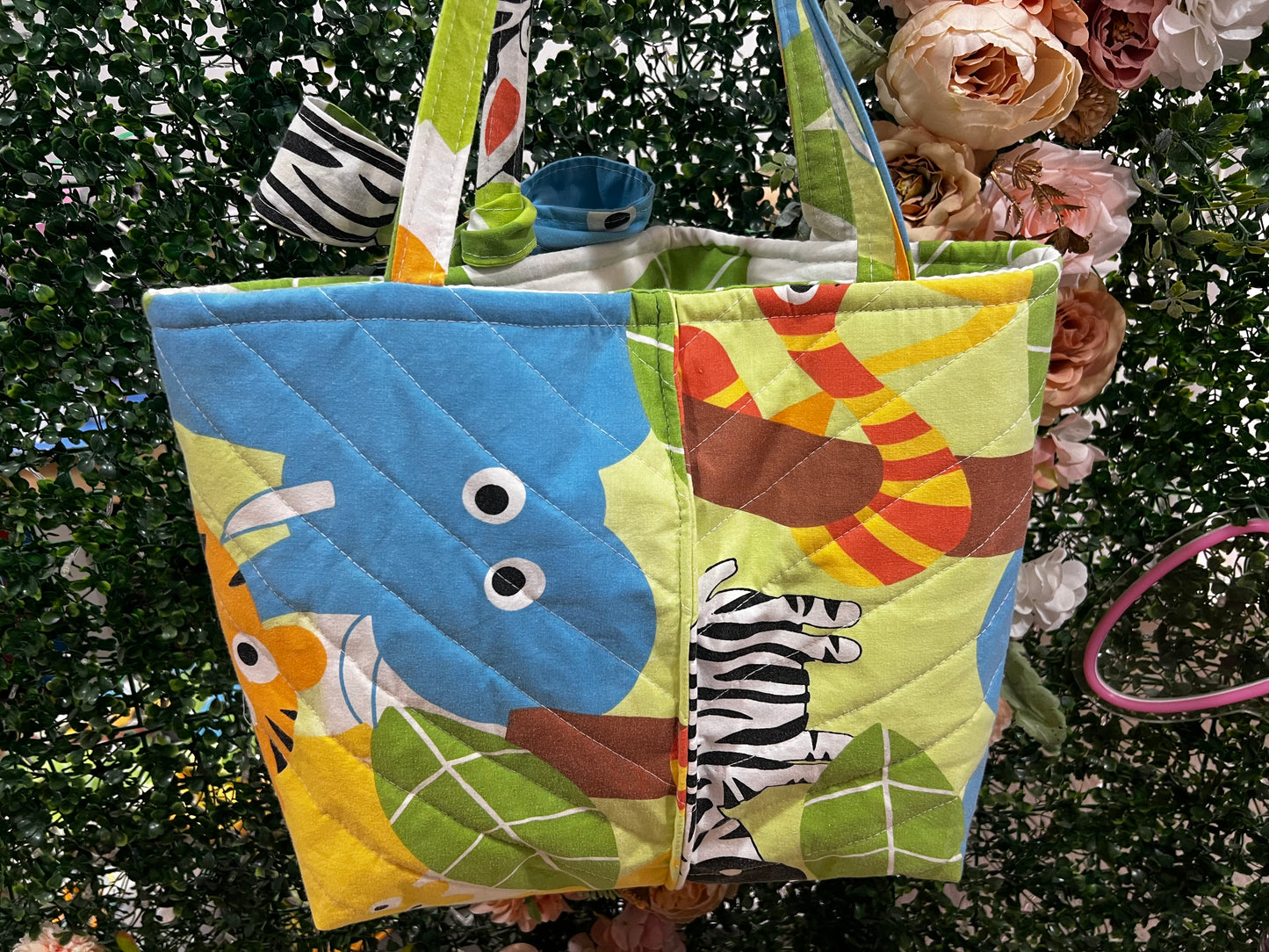 Vintage padded, lined tote bag set