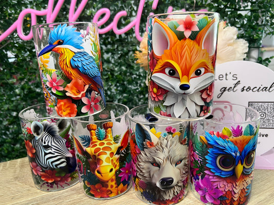 6 piece Animalia glass mug set