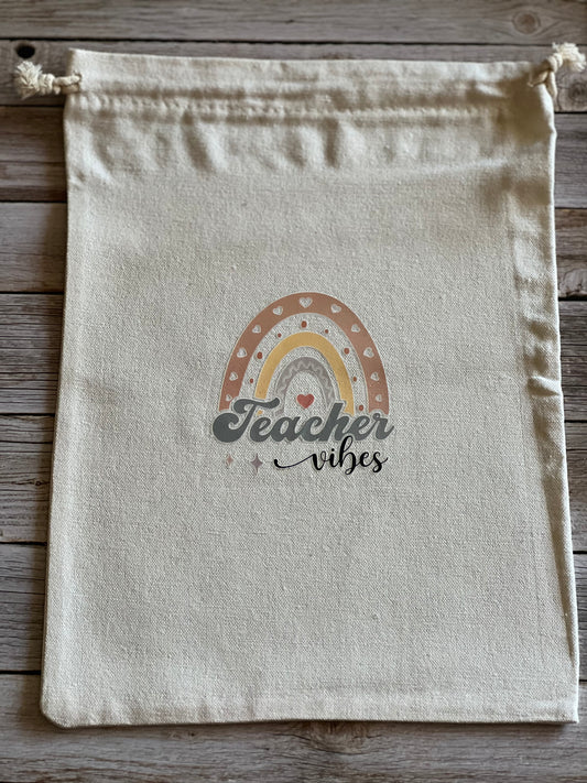 Canvas draw string teacher bag