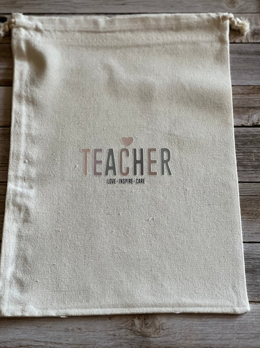 Canvas draw string teacher bag