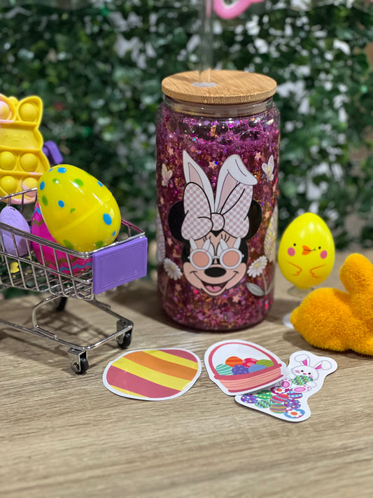 16oz Glass Easter Snow Globe Tumbler