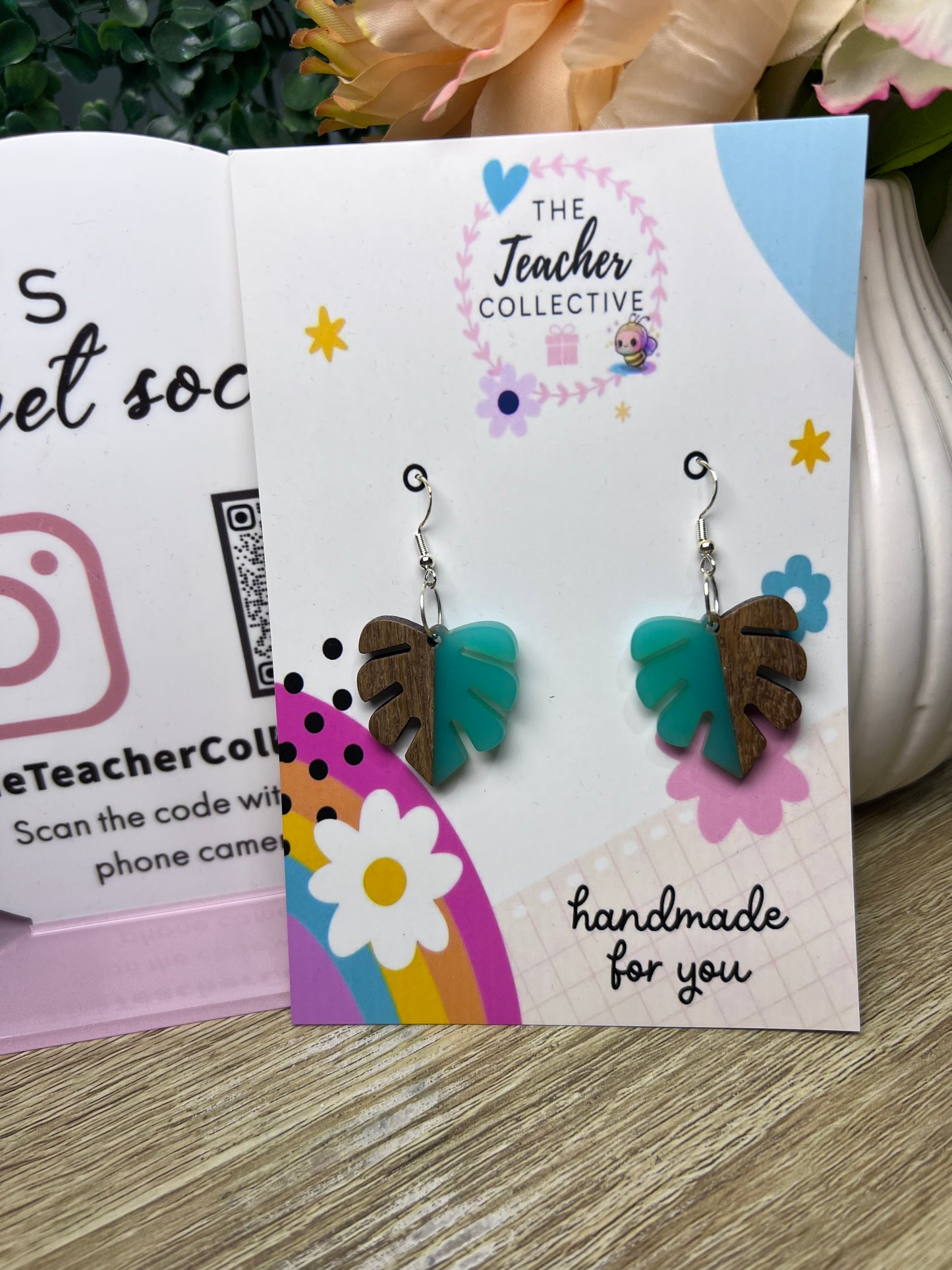 Wood / acrylic earrings