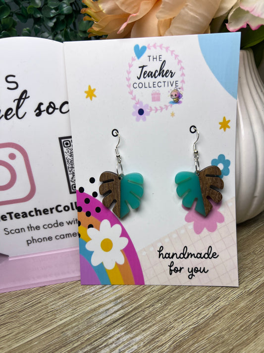 Wood / acrylic earrings