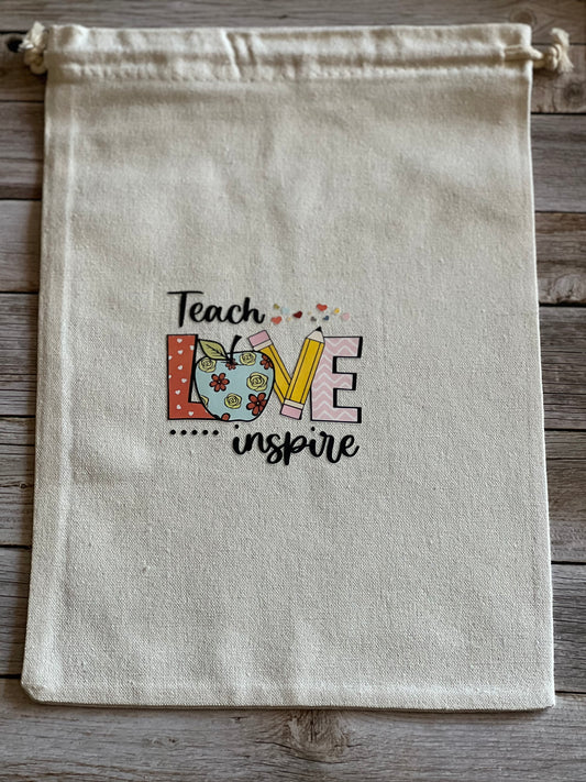 Canvas draw string teacher bag