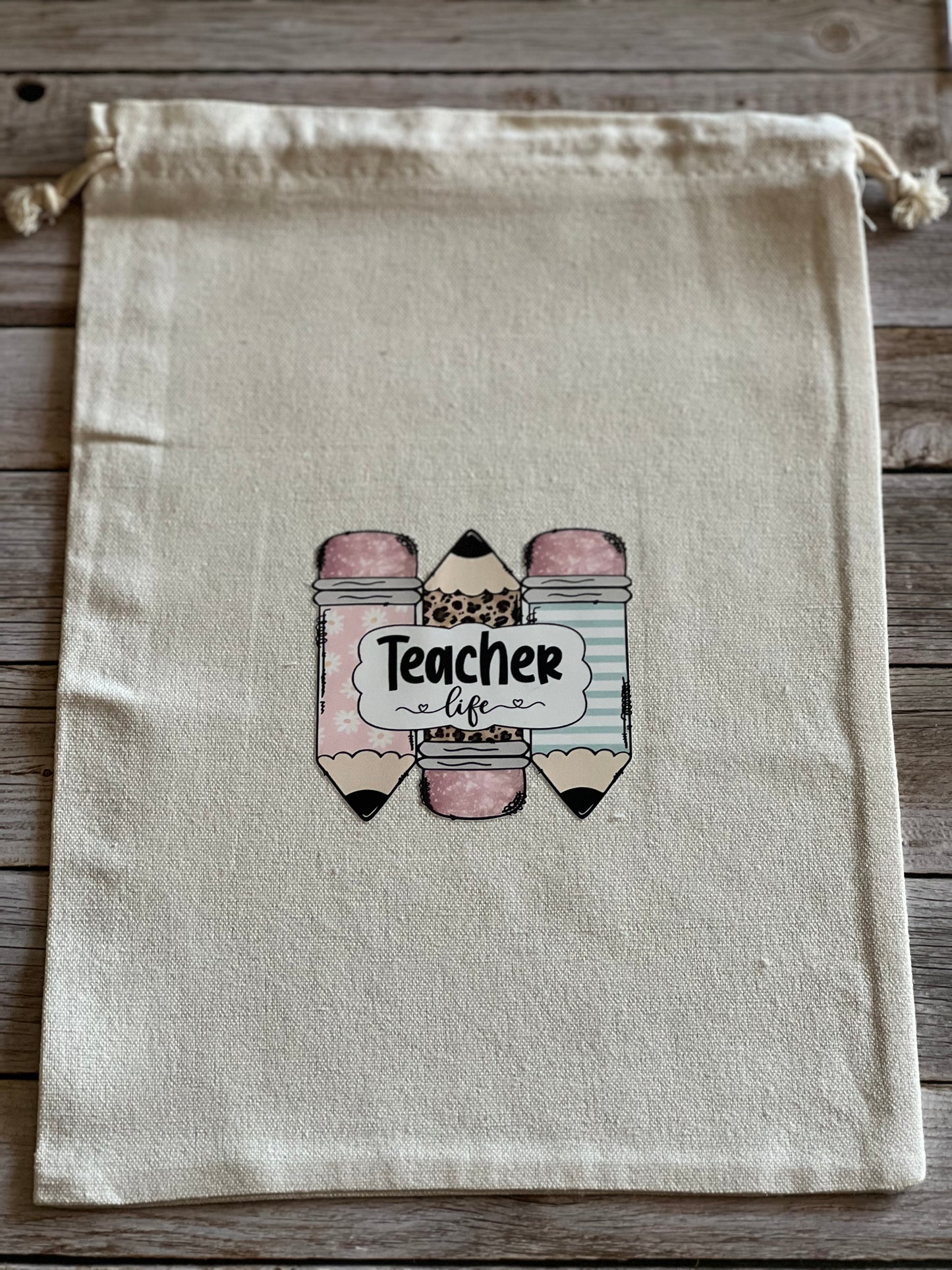Canvas draw string teacher bag