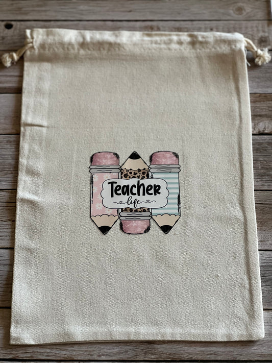Canvas draw string teacher bag