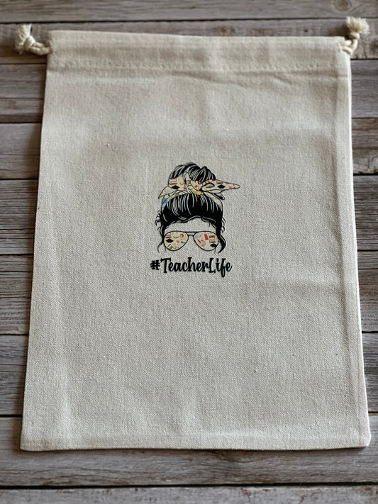 Canvas draw string teacher bag