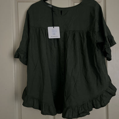 Kaki green flowy top