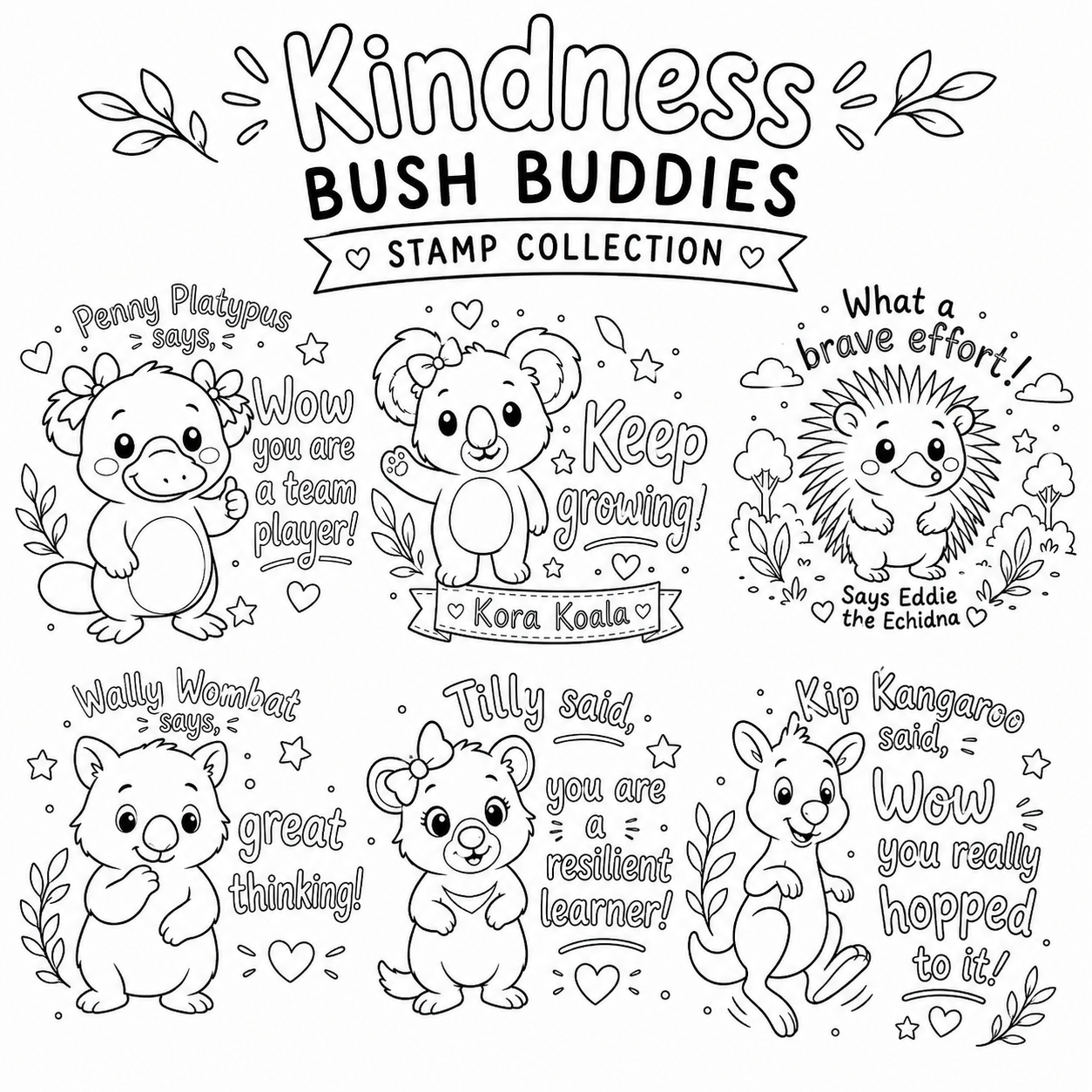 Bush buddies kindness stamp collection