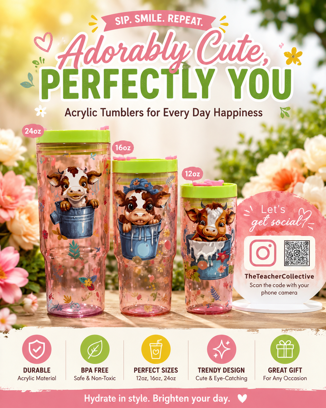 Highland cow family tumbler set