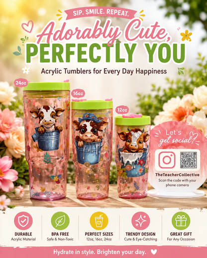 Highland cow family tumbler set