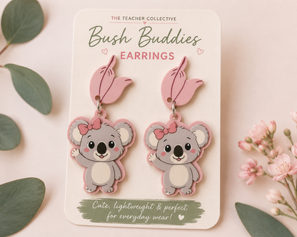 Bush Buddies Kora Koala Acrylic Teacher Earrings / Handmade in Australia