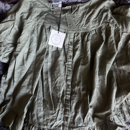 Kaki green flowy top